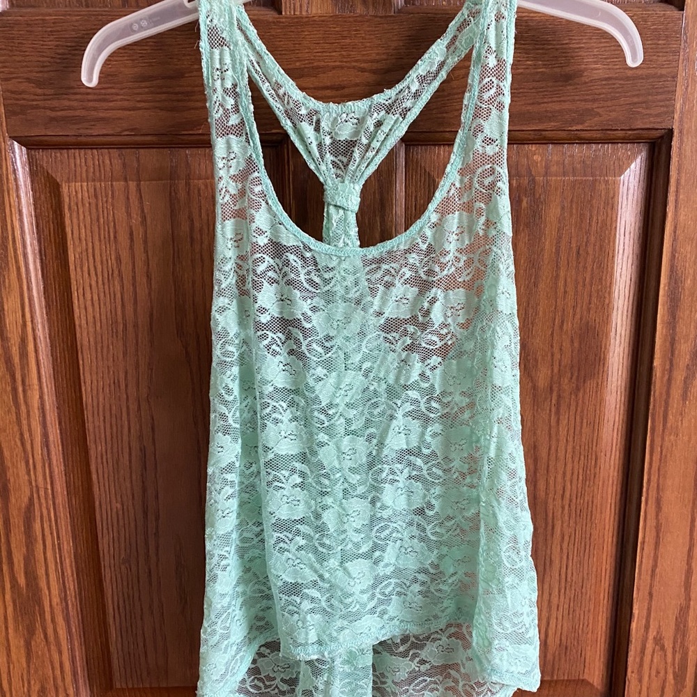 Mint Lace Racerback Tank Top